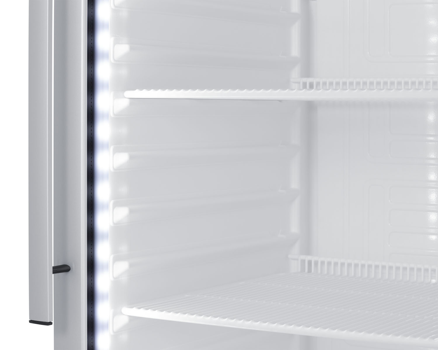 Commercial glass door beverage center with lock
